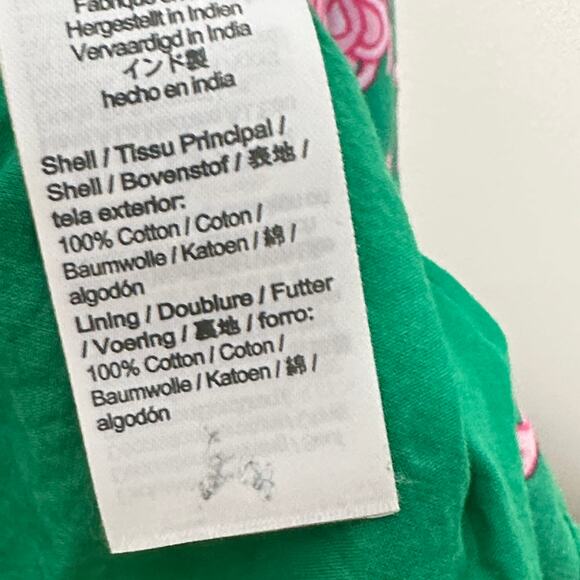 J. CREW Smocked Midi Dress Puff Sleeves Green Pink Floral Sz L {RR22} - Picture 7 of 8